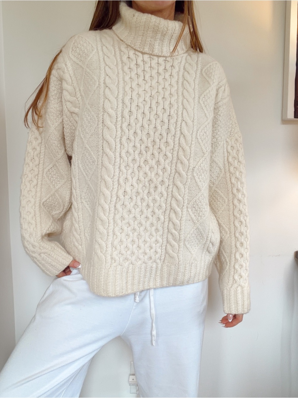Vintage Jones New York Womens Cream Wool  Turtleneck neutral turtleneck sweater